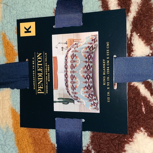 Pendleton king blanket Sherpa Avra Valley Teal - Picture 3 of 5